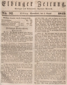 Elbinger Zeitung, No. 92 Sonnabend, 5. August 1843