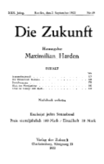 Die Zukunft, 2. September, Jahrg. XXX, Bd. 118, Nr 49.