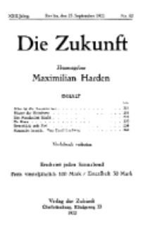Die Zukunft, 23. September, Jahrg. XXX, Bd. 118, Nr 52.
