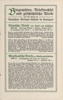 Biographien, Briefwechsel und geschichtliche Werke [ulotka]