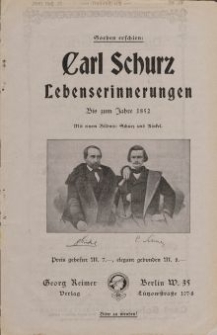 Carl Schurz: Lebenserinnerungen [ulotka]