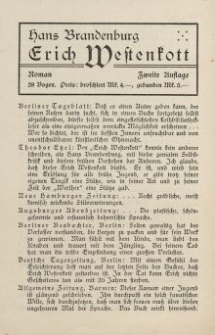 Hans Brandenburg, Erich Westenkott [ulotka]