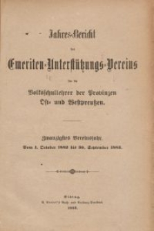 Jahresbericht des Emeriten-Unterstützungs-Vereins für die Volksschullehrer...1882-1883