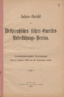 Jahresbericht des Westpreußischen Lehrer-Emeriten-Unterstützungs-Vereins 1885-1886