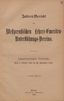 Jahresbericht des Westpreußischen Lehrer-Emeriten-Unterstützungs-Vereins 1888-1889