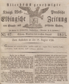 Elbingsche Zeitung, No. 67 Montag, 22 August 1825