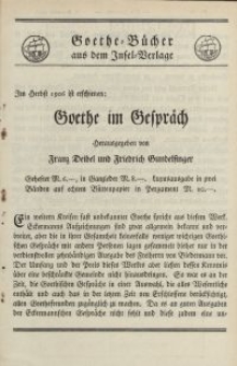 Goethe-Bucher aus dem Insel-Verlage [ulotka]