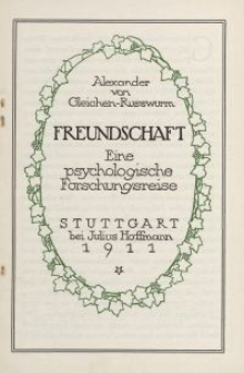 Freundschaft. Eine psychologische Forschungsreise [ulotka]