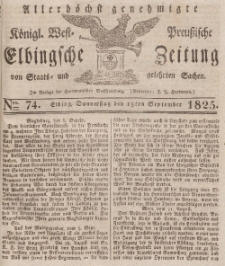 Elbingsche Zeitung, No. 74 Donnerstag, 15 September 1825
