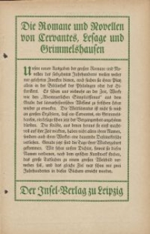 Die Romane und Novellen von Cervantes...[ulotka]