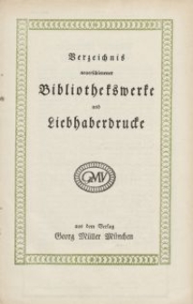 Verzeichnis neuerschienener Bibliothekswerke und liebhaberdrucke [ulotka]