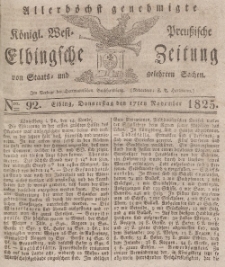Elbingsche Zeitung, No. 92 Donnerstag, 17 November 1825