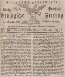 Elbingsche Zeitung, No. 94 Donnerstag, 24 November 1825