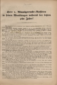 Herr v. Minnigerode-Rossitten in seinen Wandlungen während der letzten zehn Jahre!