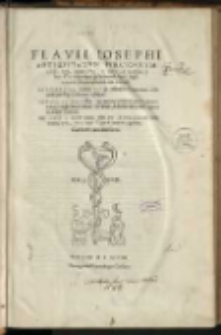 Flavii Iosephi Antiqvitatvm Ivdaicarvm Libri XX...