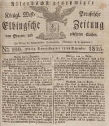 Elbingsche Zeitung, No. 100 Donnerstag, 15 Dezember 1825
