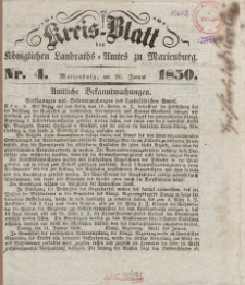Kreis-Blatt des Königlichen Landraths-Amtes zu Marienburg, nr 4, [Sonnabend] 26. January 1850