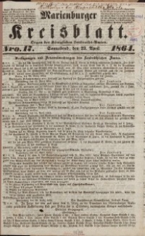 Marienburger Kreisblatt [...] nr 17, Sonnabend, 23. April 1864.