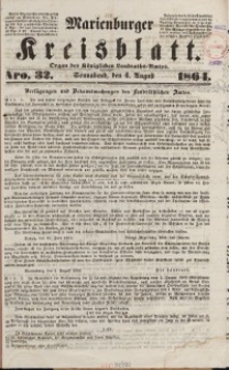 Marienburger Kreisblatt [...] nr 32, Sonnabend, 6. August 1864.