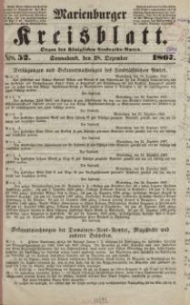 Marienburger Kreisblatt [...] nr 52, Sonnabend 28. Dezember 1867