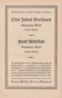 Otto Julius Bierbaum...Frank Wedekind [ulotka]