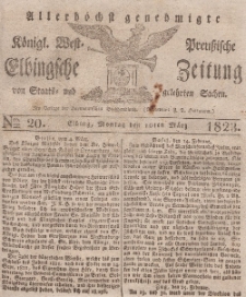 Elbingsche Zeitung, No. 20 Montag, 10 März 1823