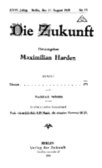 Die Zukunft, 17. August, Jahrg. XXVI, Bd. 102, Nr 38.