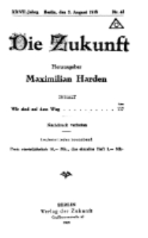 Die Zukunft, 2. August, Jahrg. XXVII, Bd. 106, Nr 43.
