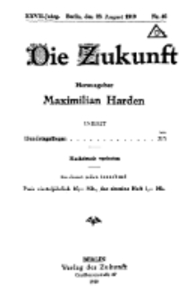 Die Zukunft, 23. August, Jahrg. XXVII, Bd. 106, Nr 46.