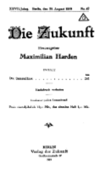Die Zukunft, 30. August, Jahrg. XXVII, Bd. 106, Nr 47.