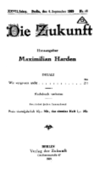 Die Zukunft, 6. September, Jahrg. XXVII, Bd. 106, Nr 48.