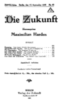 Die Zukunft, 13. September, Jahrg. XXVII, Bd. 106, Nr 49.