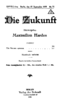 Die Zukunft, 27. September, Jahrg. XXVII, Bd. 106, Nr 51.
