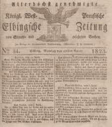 Elbingsche Zeitung, No. 34 Montag, 28 April 1823