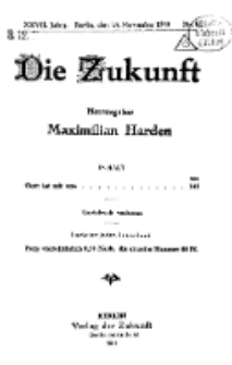 Die Zukunft, 16. November, Jahrg. XXVII, Bd. 103, Nr 6.