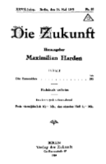 Die Zukunft, 24. Mai, Jahrg. XXVII, Bd. 105, Nr 33.