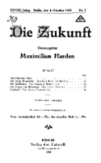Die Zukunft, 4. Oktober, Jahrg. XXVIII, Bd. 107, Nr 1.