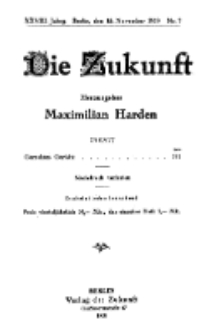 Die Zukunft, 15. November, Jahrg. XXVIII, Bd. 107, Nr 7.