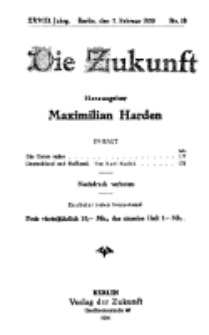 Die Zukunft, 7. Februar, Jahrg. XXVIII, Bd. 108, Nr 19.