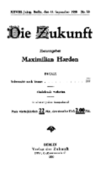Die Zukunft, 11. September, Jahrg. XXVIII, Bd. 110, Nr 50.