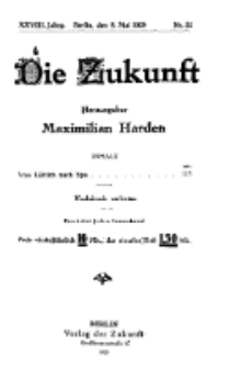 Die Zukunft, 8. Mai, Jahrg. XXVIII, Bd. 109, Nr 32.