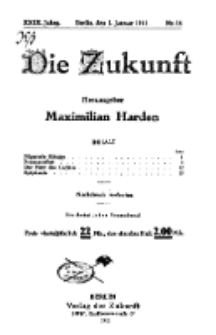 Die Zukunft, 1. Januar, Jahrg. XXIX, Bd. 112, Nr 14.