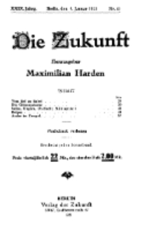 Die Zukunft, 8. Januar, Jahrg. XXIX, Bd. 112, Nr 15.