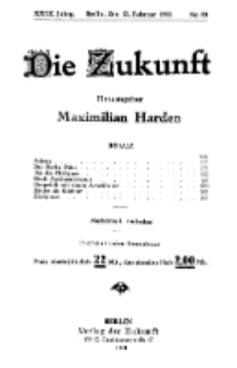 Die Zukunft, 12. Februar, Jahrg. XXIX, Bd. 112, Nr 20.
