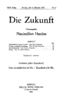 Die Zukunft, 8. Oktober, Jahrg. XXX, Bd. 115, Nr 2.
