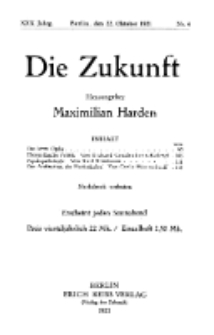 Die Zukunft, 22. Oktober, Jahrg. XXX, Bd. 115, Nr 4.