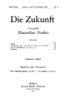 Die Zukunft, 26. November, Jahrg. XXX, Bd. 115, Nr 9.
