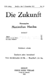 Die Zukunft, 3. Dezember, Jahrg. XXX, Bd. 115, Nr 10.