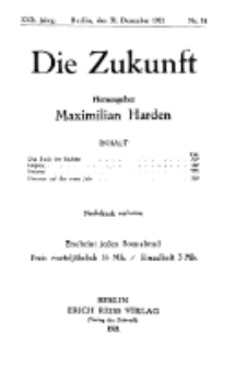 Die Zukunft, 31. Dezember, Jahrg. XXX, Bd. 115, Nr 14.