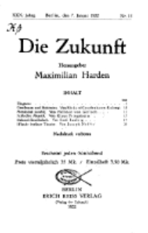 Die Zukunft, 7. Januar, Jahrg. XXX, Bd. 116, Nr 15.